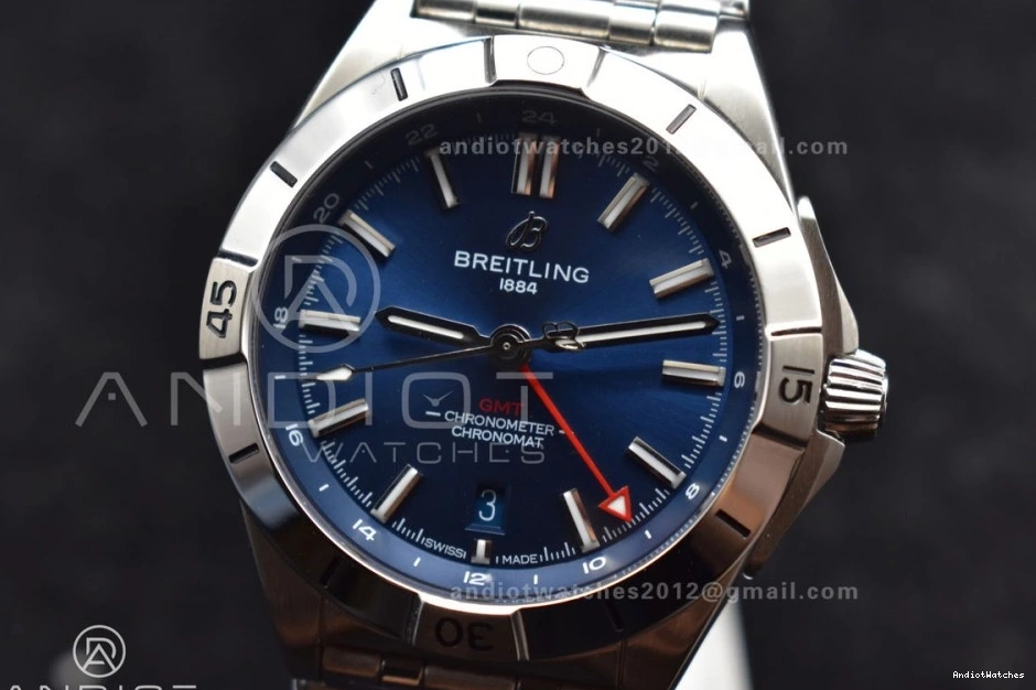 A Automatic 526 OdorResistant Factory On GMT Best Dial 40mm Breitling Blue Bracelet BLS 1:1 Edition SS Chronomat 0710